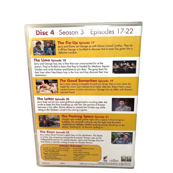 Seinfeld - Season 3 (DVD, 2004, 4-Disc Set) - Picture 11 of 11